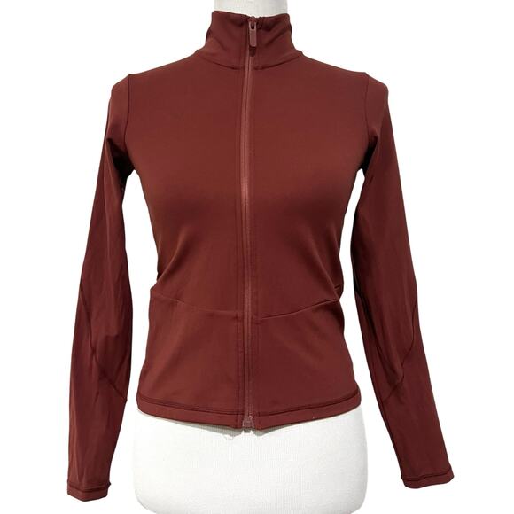 FLX Affirmation Full Zip Athletic Jersey Knit Stretch Jacket Chic Burgundy Sz XS - Picture 2 of 7